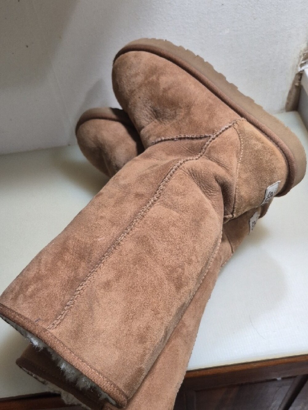 UGG Chestnut Tall Shearling Lined Suede Boots - Picture 2 of 10